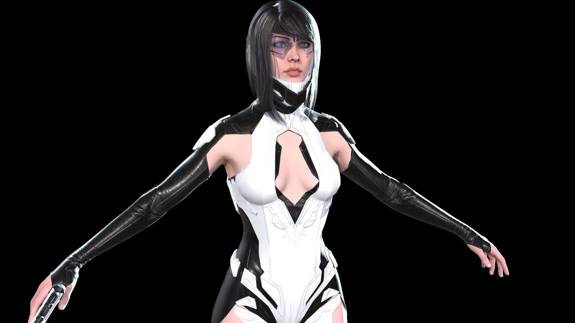 Cosmogirl humanoid robot Low-poly 3D model_30