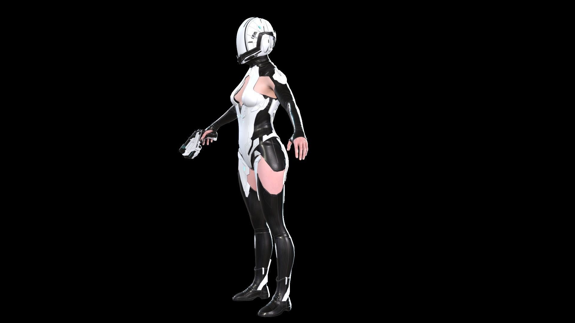 Cosmogirl humanoid robot Low-poly 3D model_15