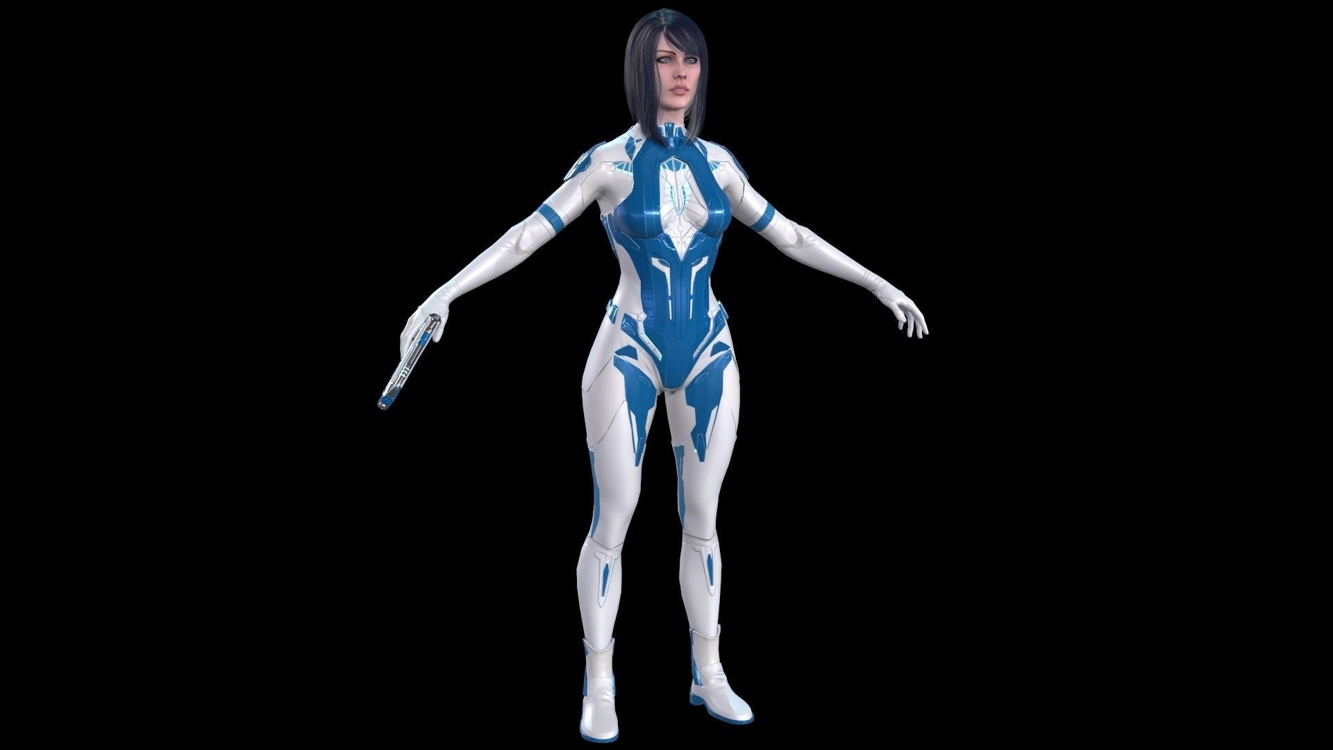 Cosmogirl humanoid robot Low-poly 3D model_5