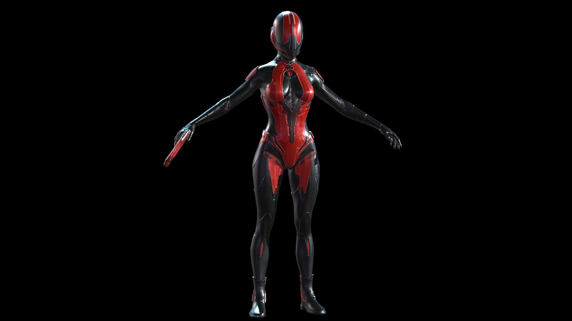 Cosmogirl humanoid robot Low-poly 3D model_4
