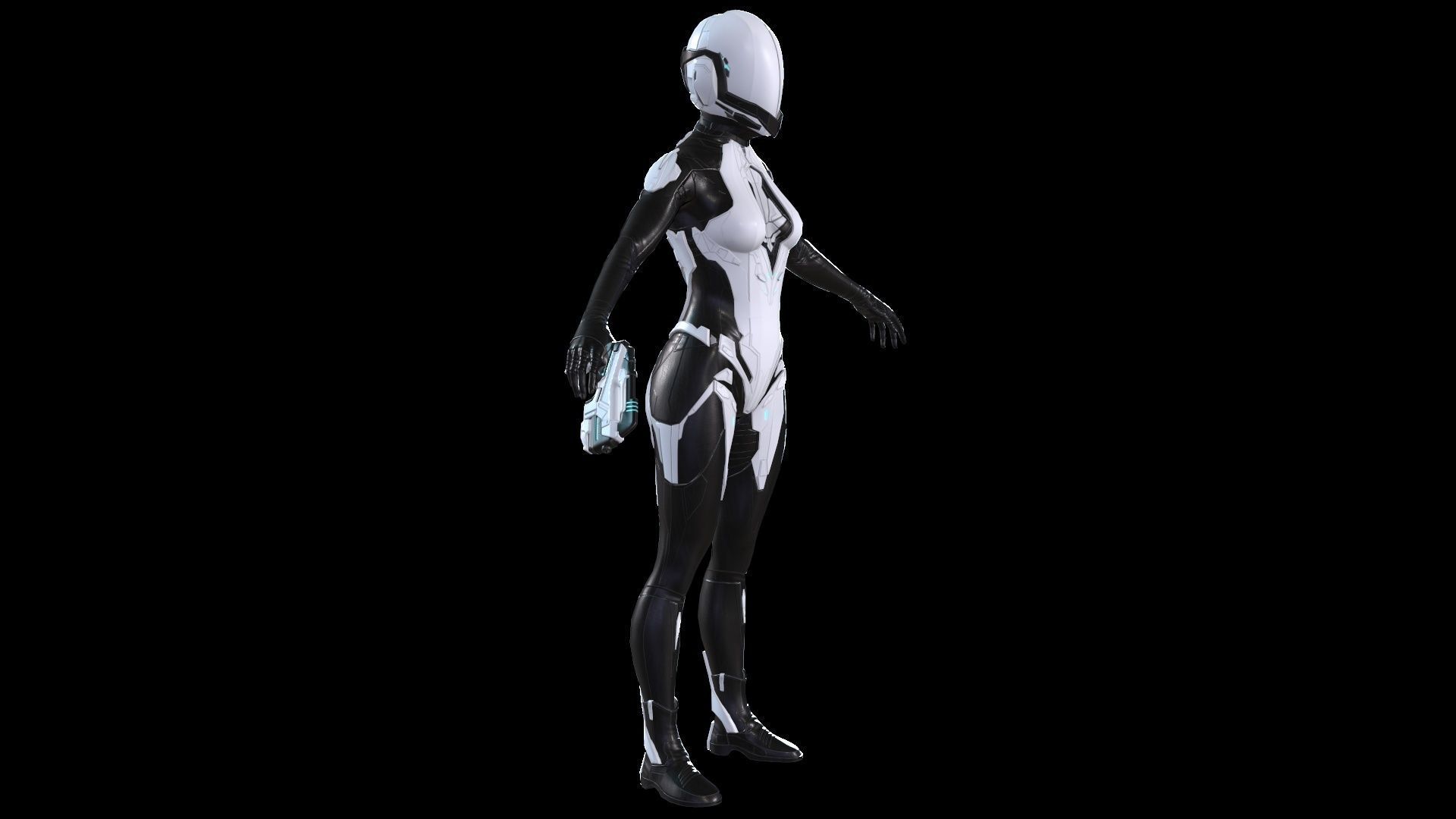 Cosmogirl humanoid robot Low-poly 3D model_34