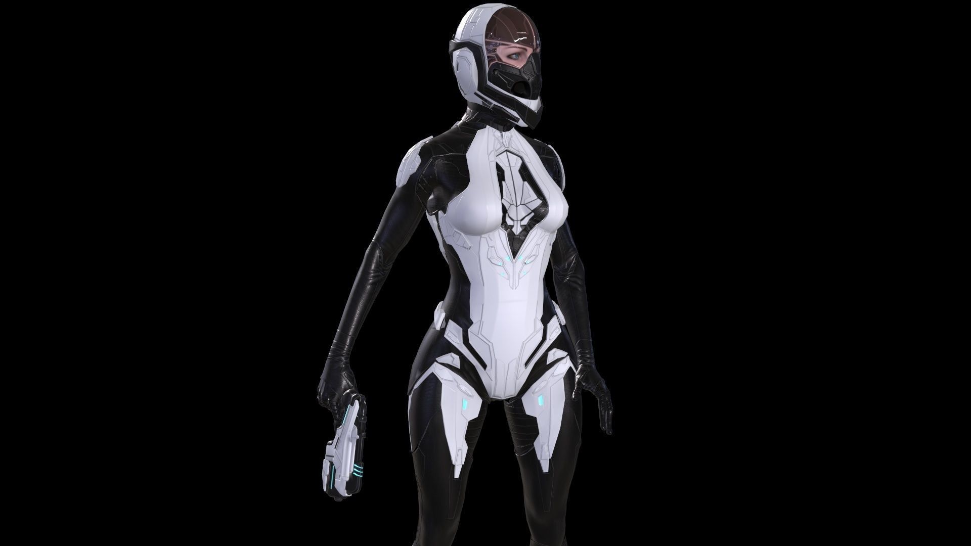 Cosmogirl humanoid robot Low-poly 3D model_25