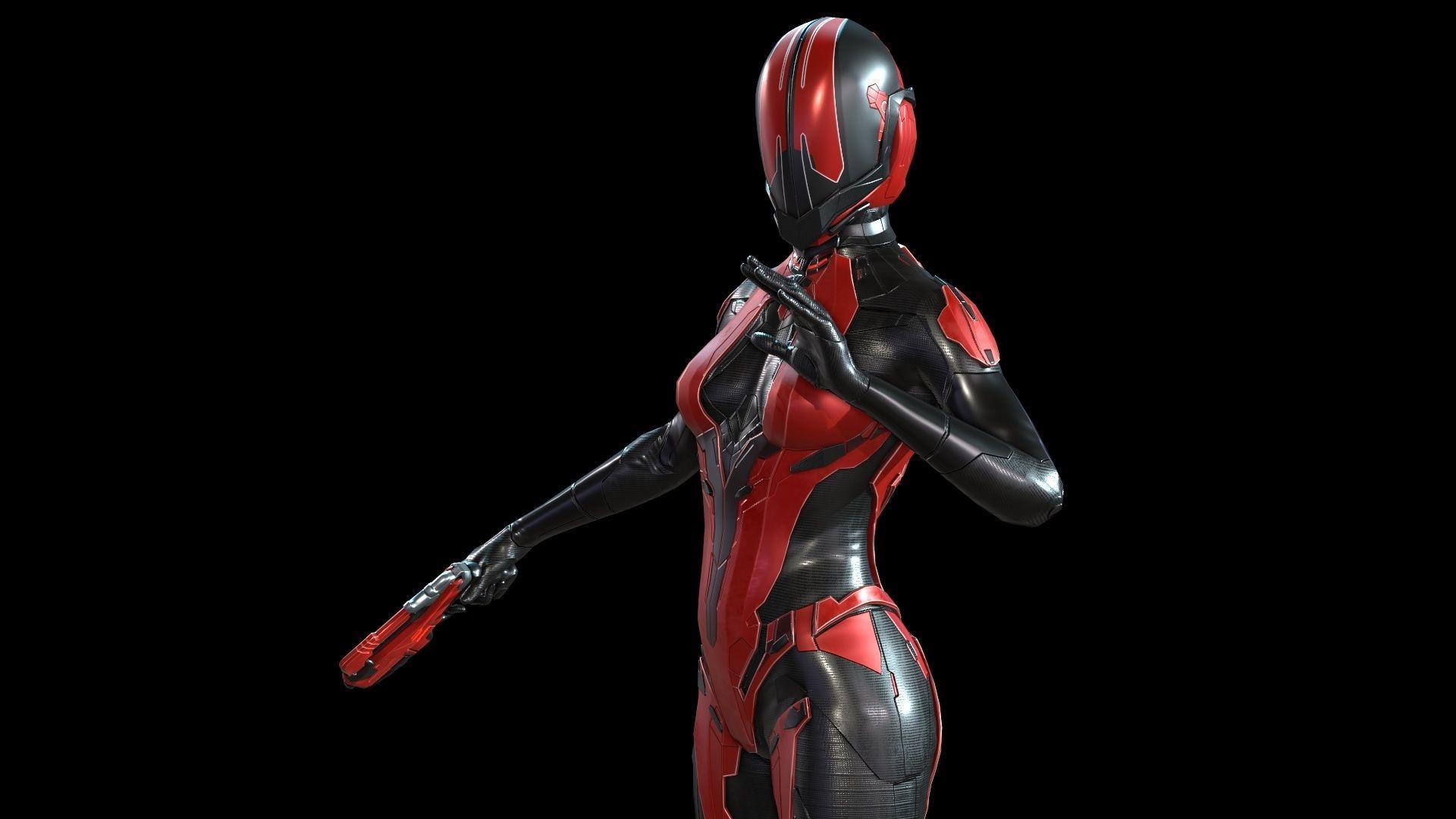 Cosmogirl humanoid robot Low-poly 3D model_18