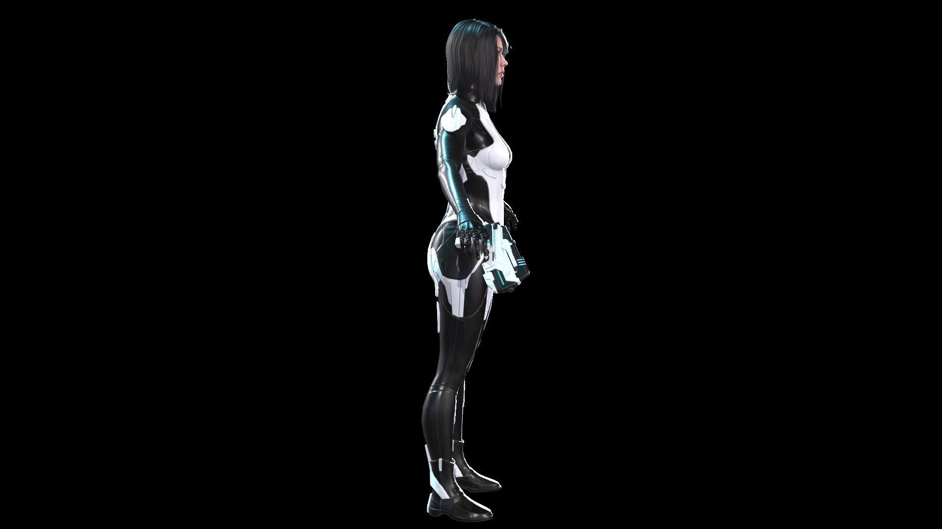 Cosmogirl humanoid robot Low-poly 3D model_36