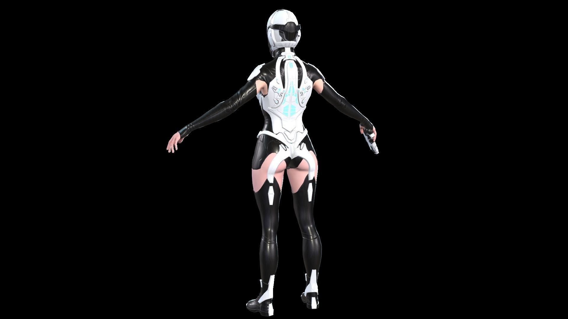 Cosmogirl humanoid robot Low-poly 3D model_11
