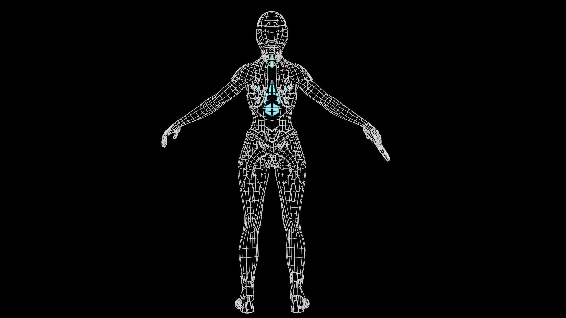 Cosmogirl humanoid robot Low-poly 3D model_16