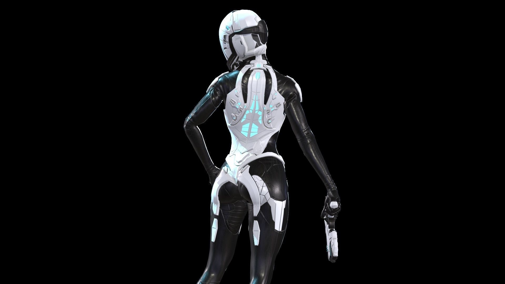Cosmogirl humanoid robot Low-poly 3D model_27