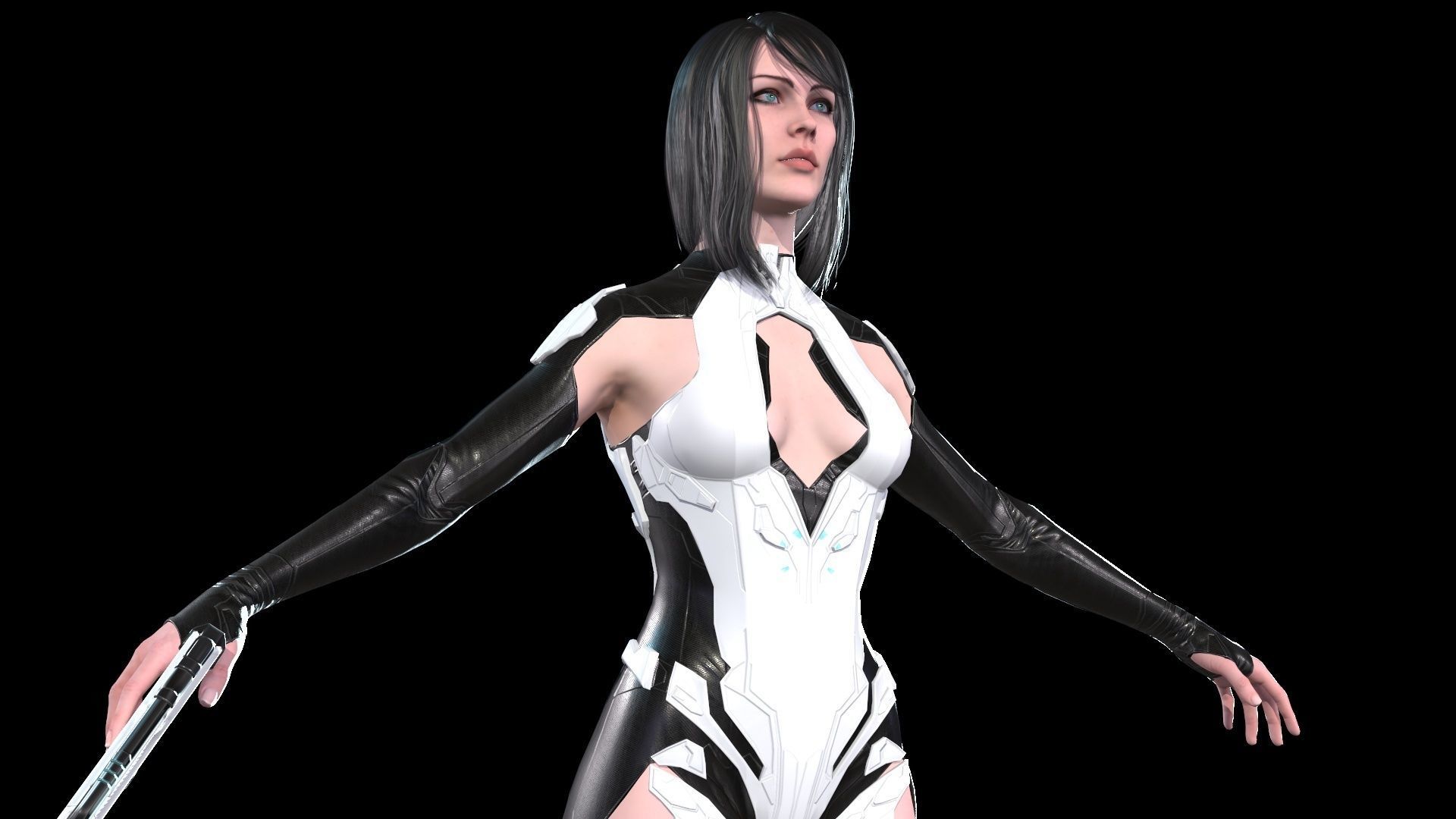Cosmogirl humanoid robot Low-poly 3D model_31