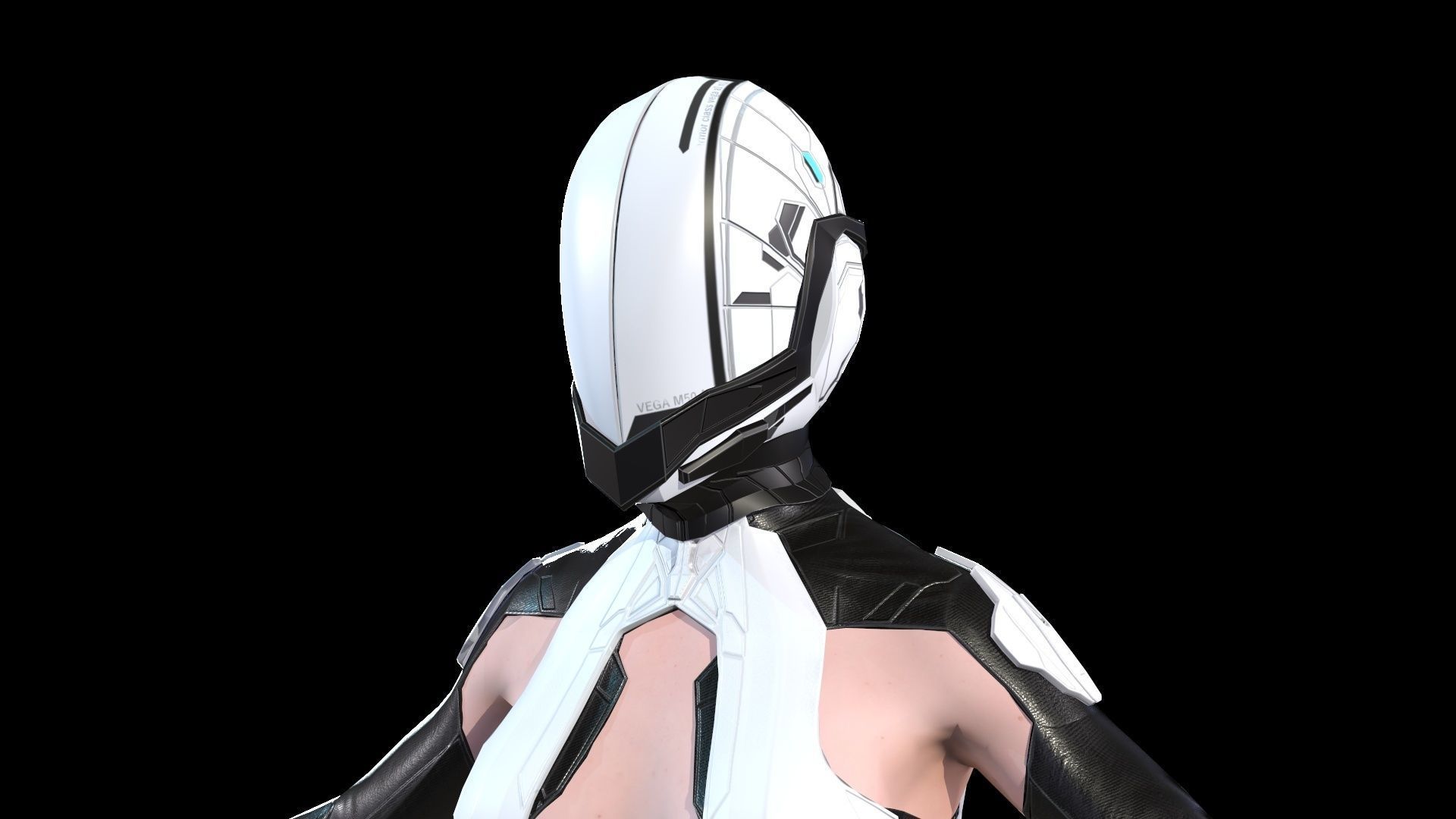 Cosmogirl humanoid robot Low-poly 3D model_24