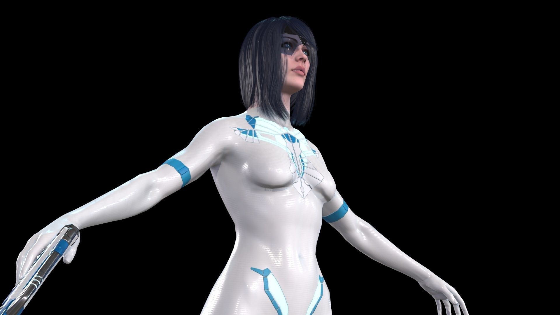 Cosmogirl humanoid robot Low-poly 3D model_26