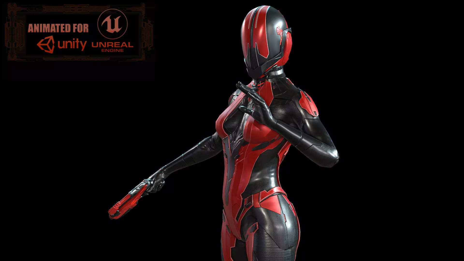 Cosmogirl humanoid robot Low-poly 3D model_0