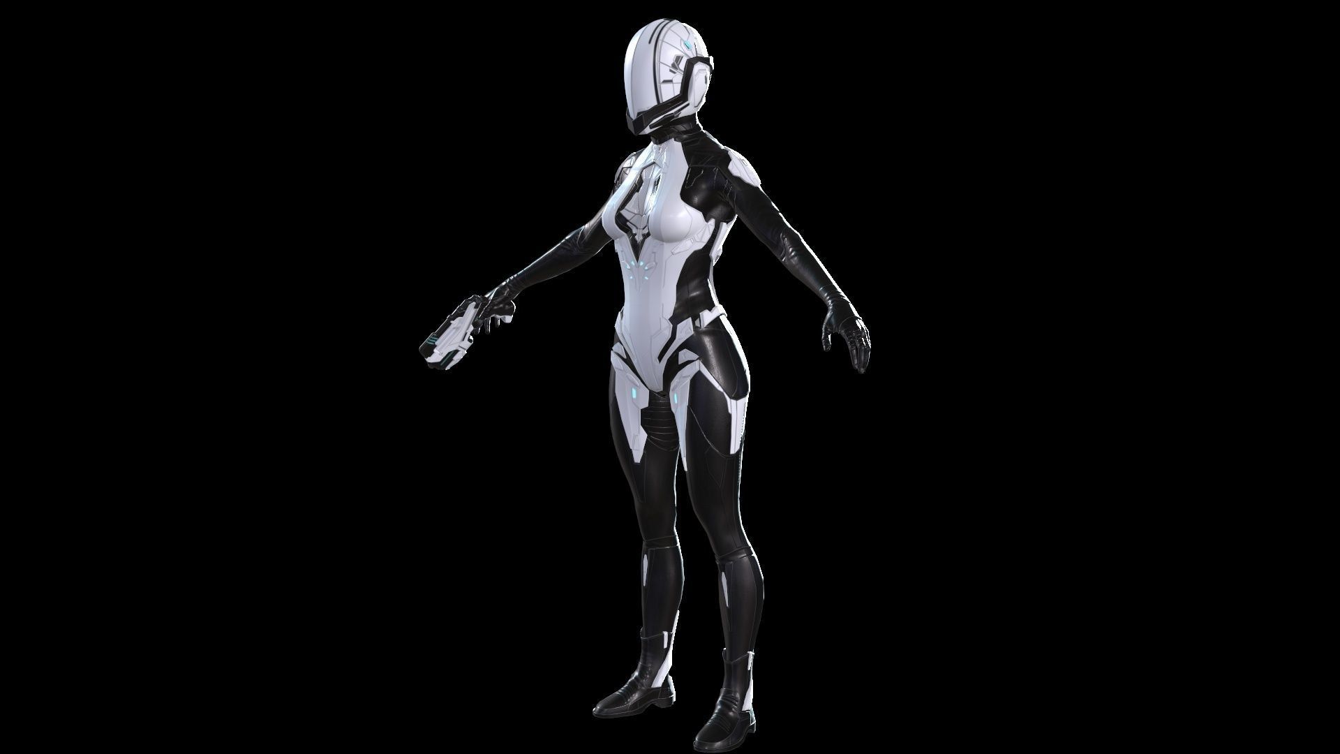 Cosmogirl humanoid robot Low-poly 3D model_33