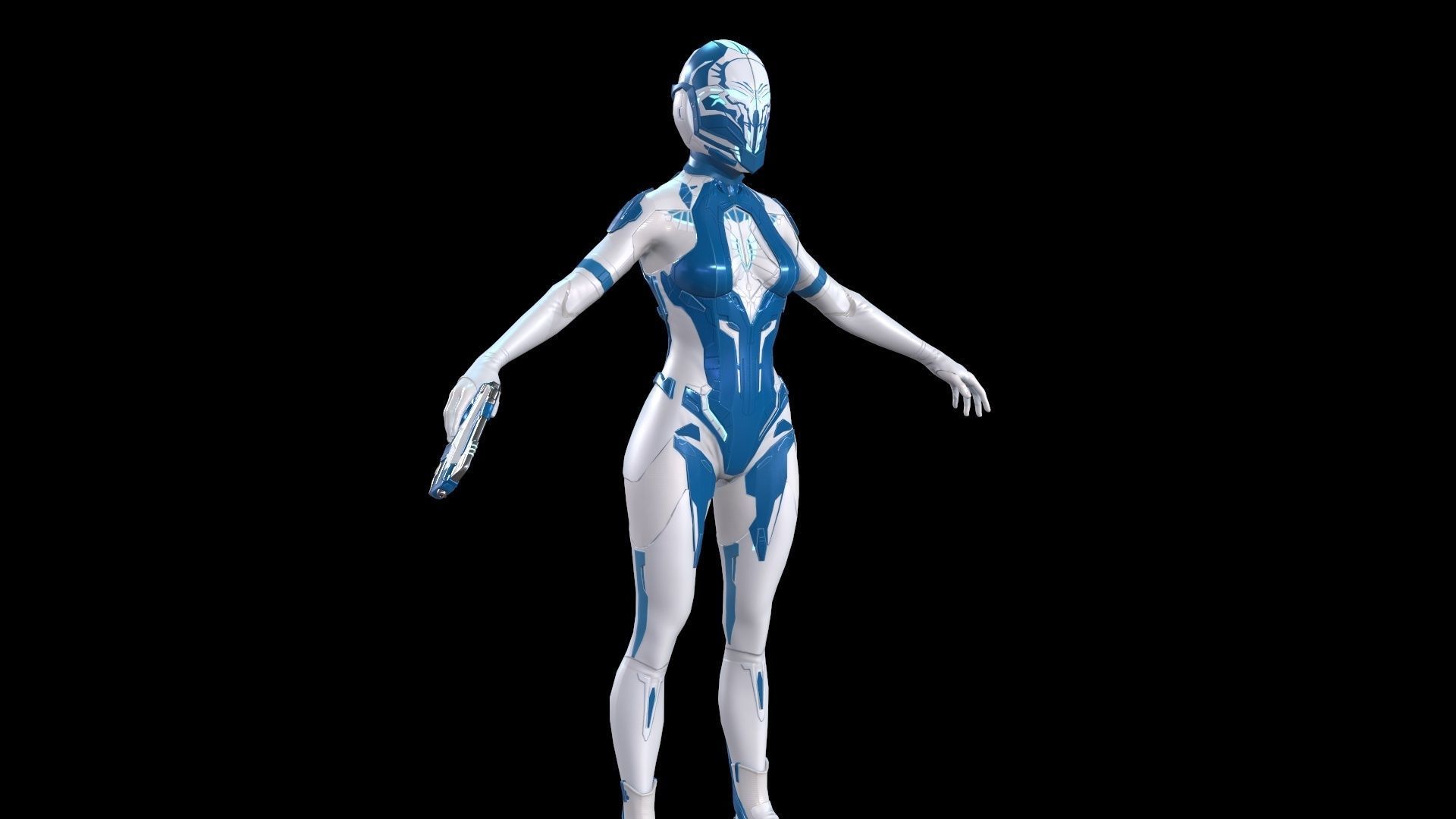 Cosmogirl humanoid robot Low-poly 3D model_13