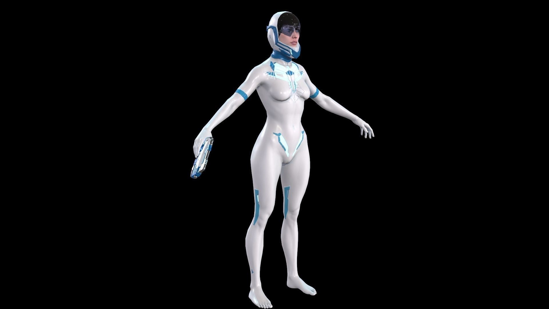 Cosmogirl humanoid robot Low-poly 3D model_22