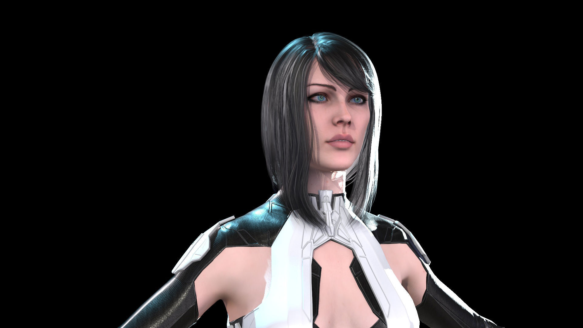Cosmogirl humanoid robot Low-poly 3D model_3