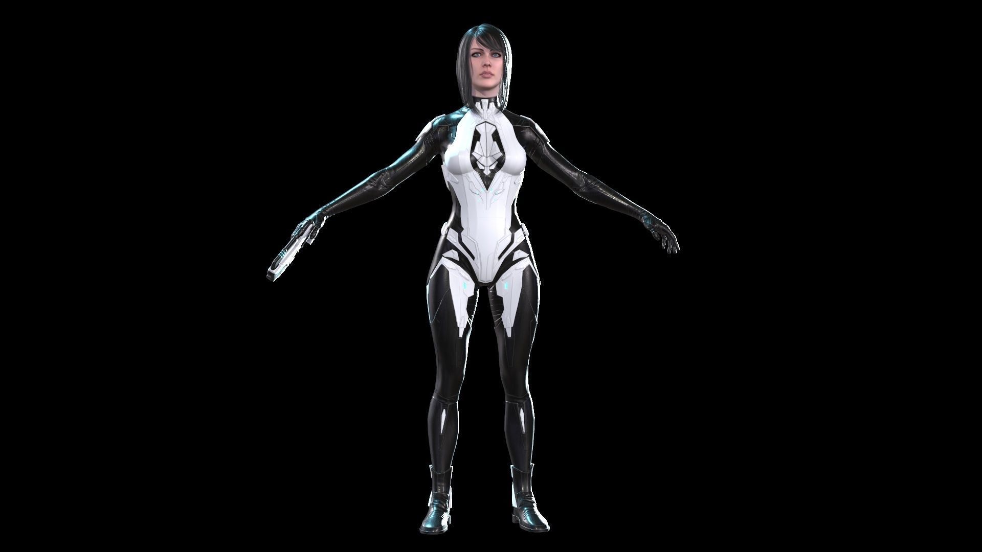 Cosmogirl humanoid robot Low-poly 3D model_37