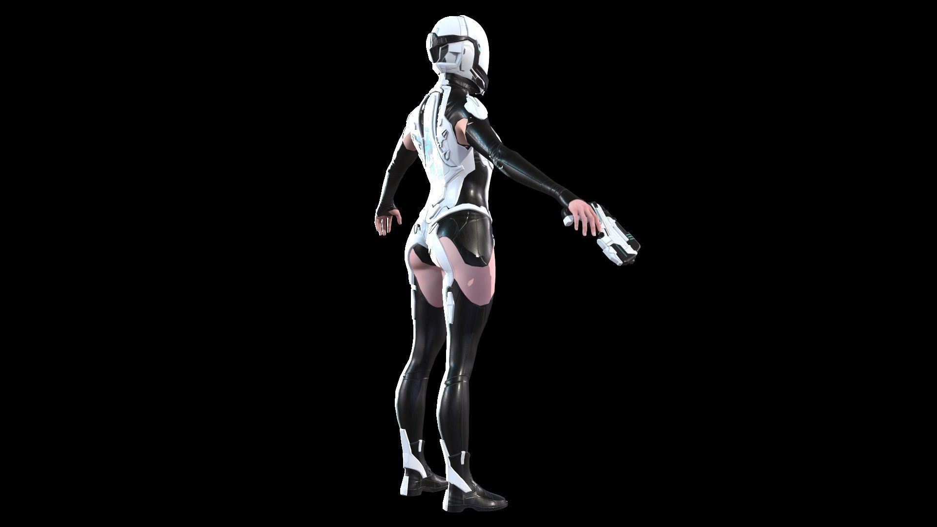 Cosmogirl humanoid robot Low-poly 3D model_19