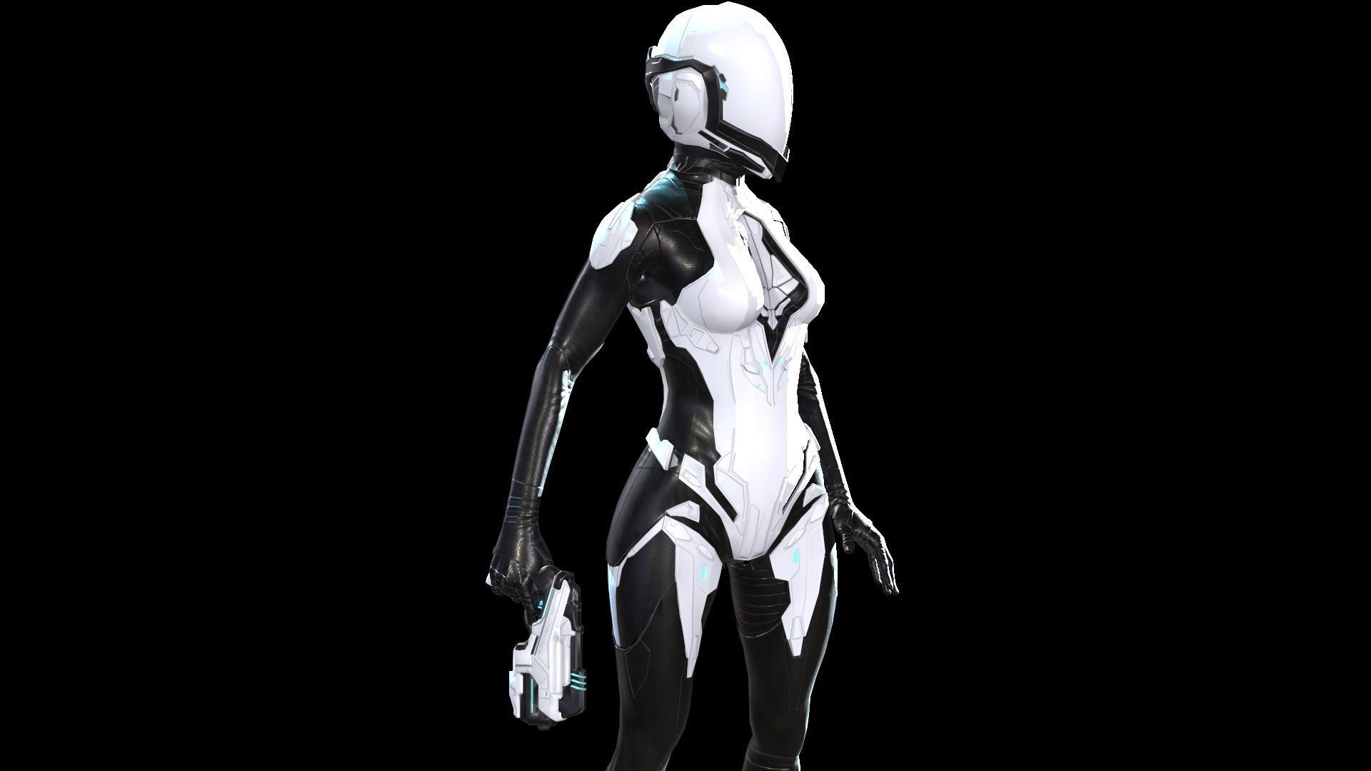 Cosmogirl humanoid robot Low-poly 3D model_23