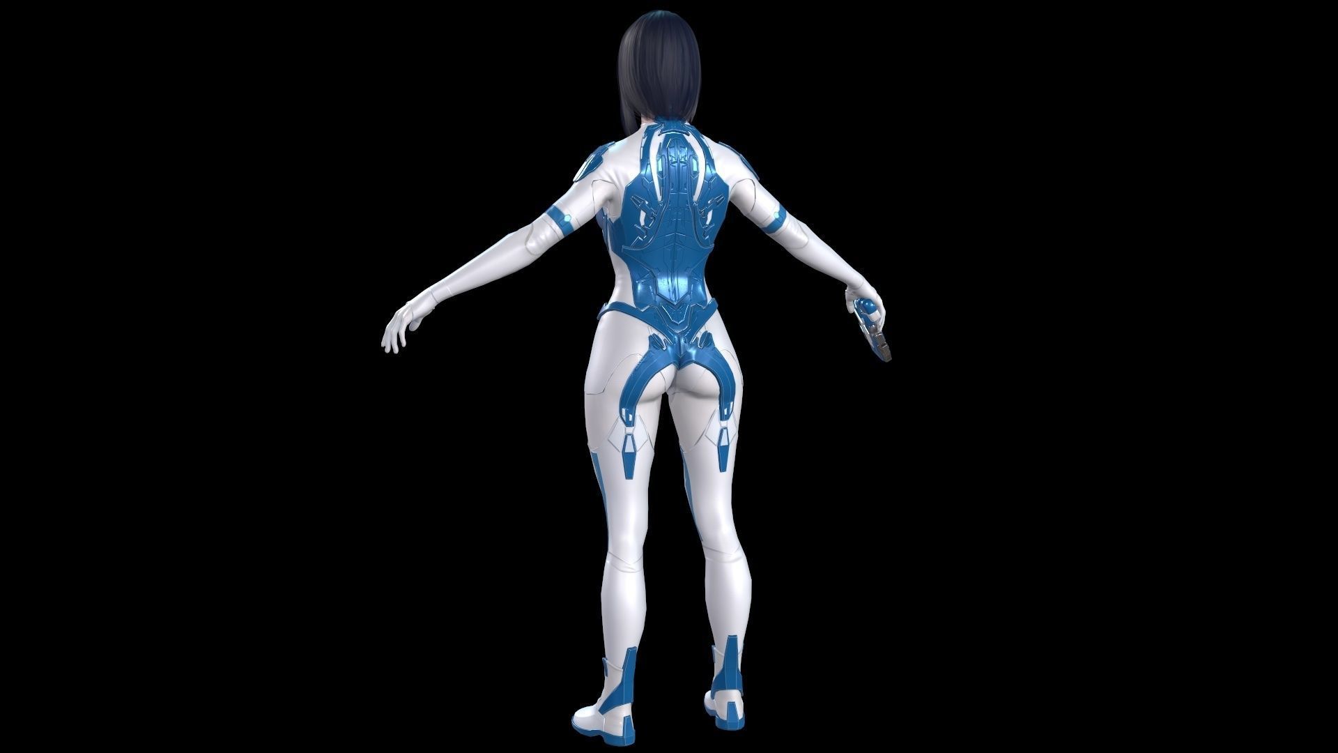 Cosmogirl humanoid robot Low-poly 3D model_10