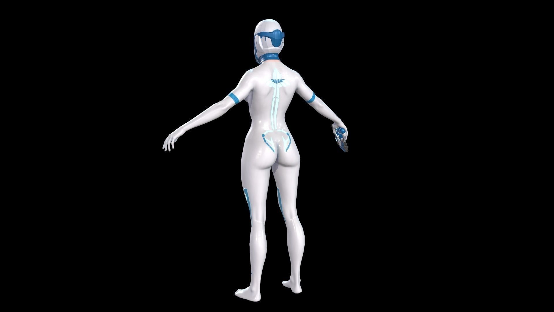 Cosmogirl humanoid robot Low-poly 3D model_17