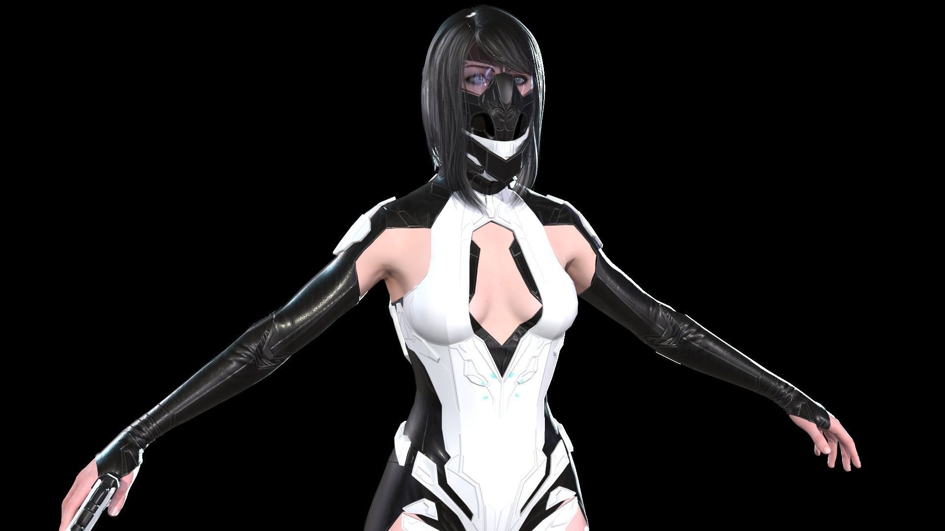 Cosmogirl humanoid robot Low-poly 3D model_32