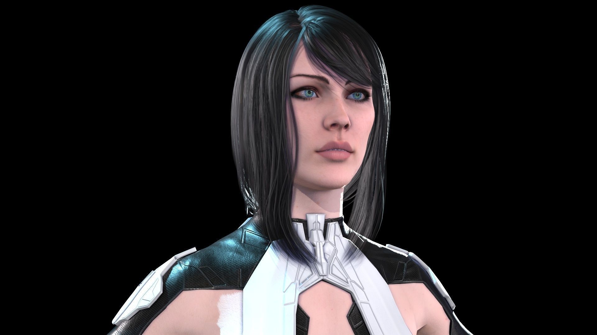 Cosmogirl humanoid robot Low-poly 3D model_20