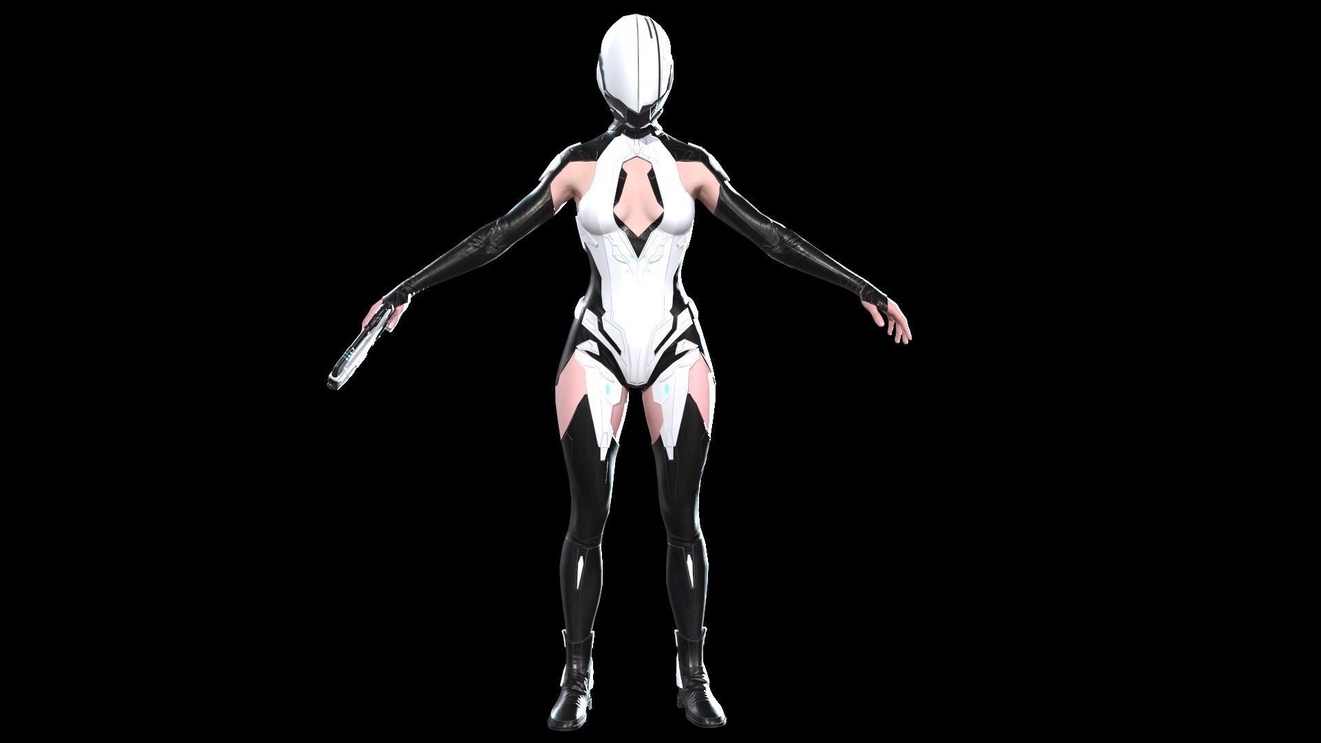 Cosmogirl humanoid robot Low-poly 3D model_6