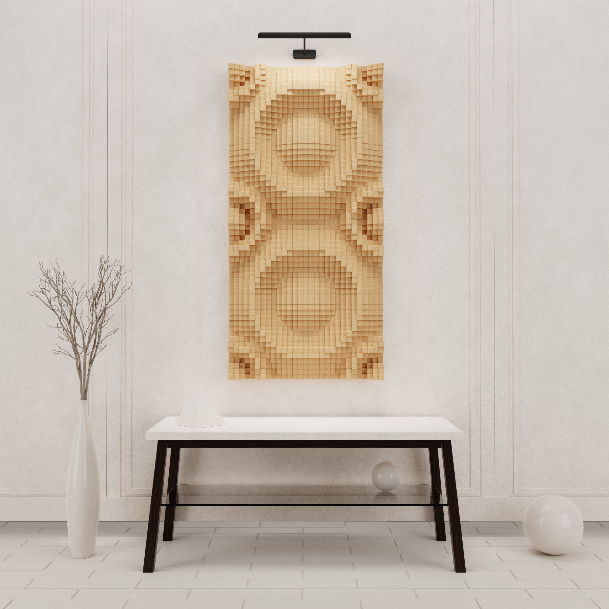 Wall Art Scene With Parametric Design Art Made With Blender 3D model_1