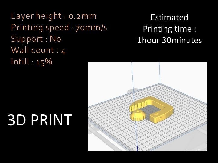 3D printable clamp - Easy Free 3D print model_5