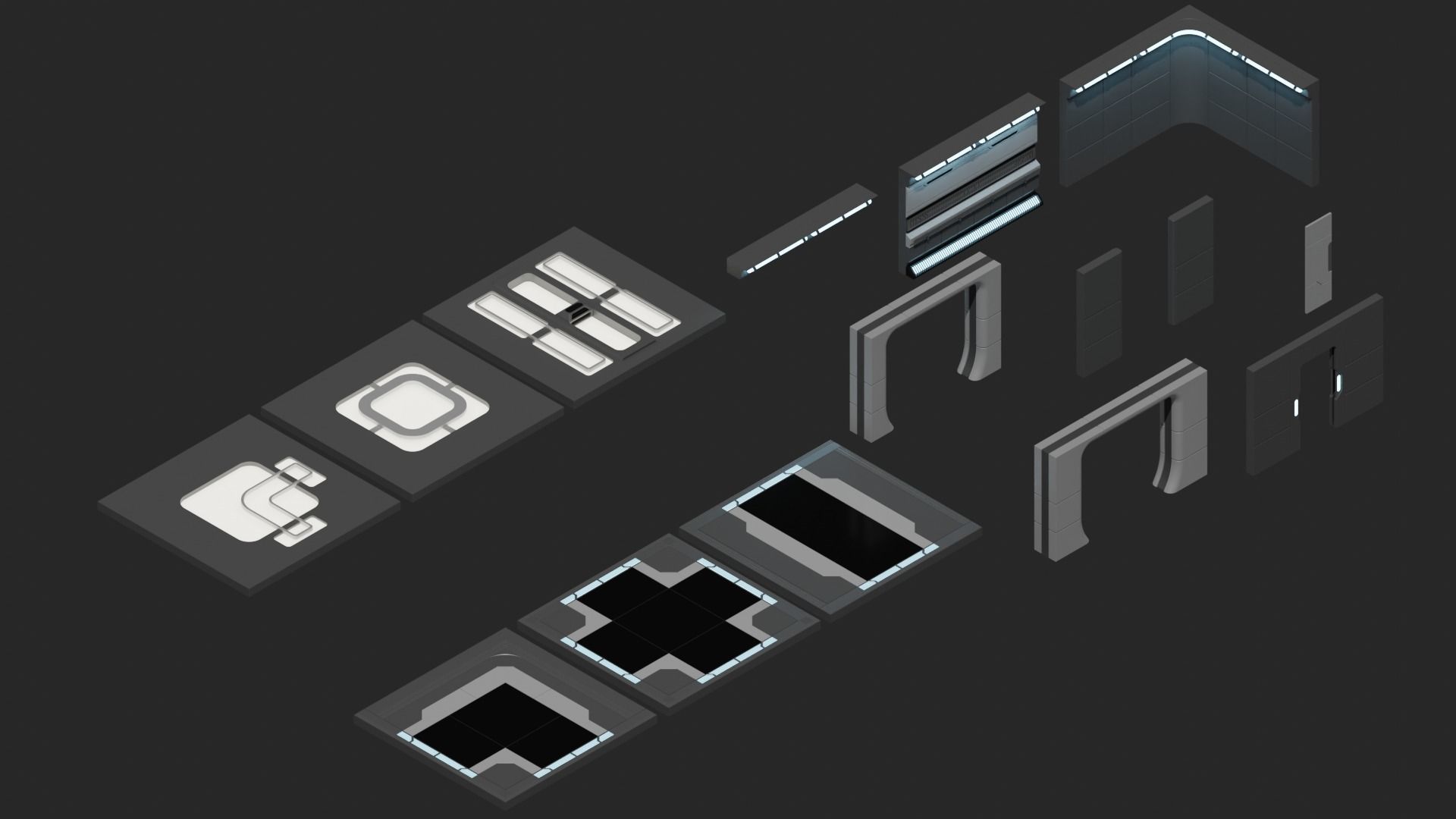 Sci Fi Corridor Kit 1 3D model_1