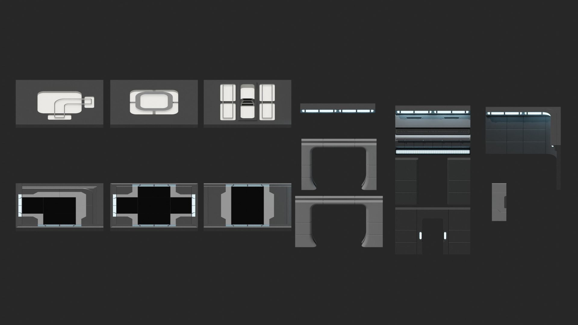 Sci Fi Corridor Kit 1 3D model_2