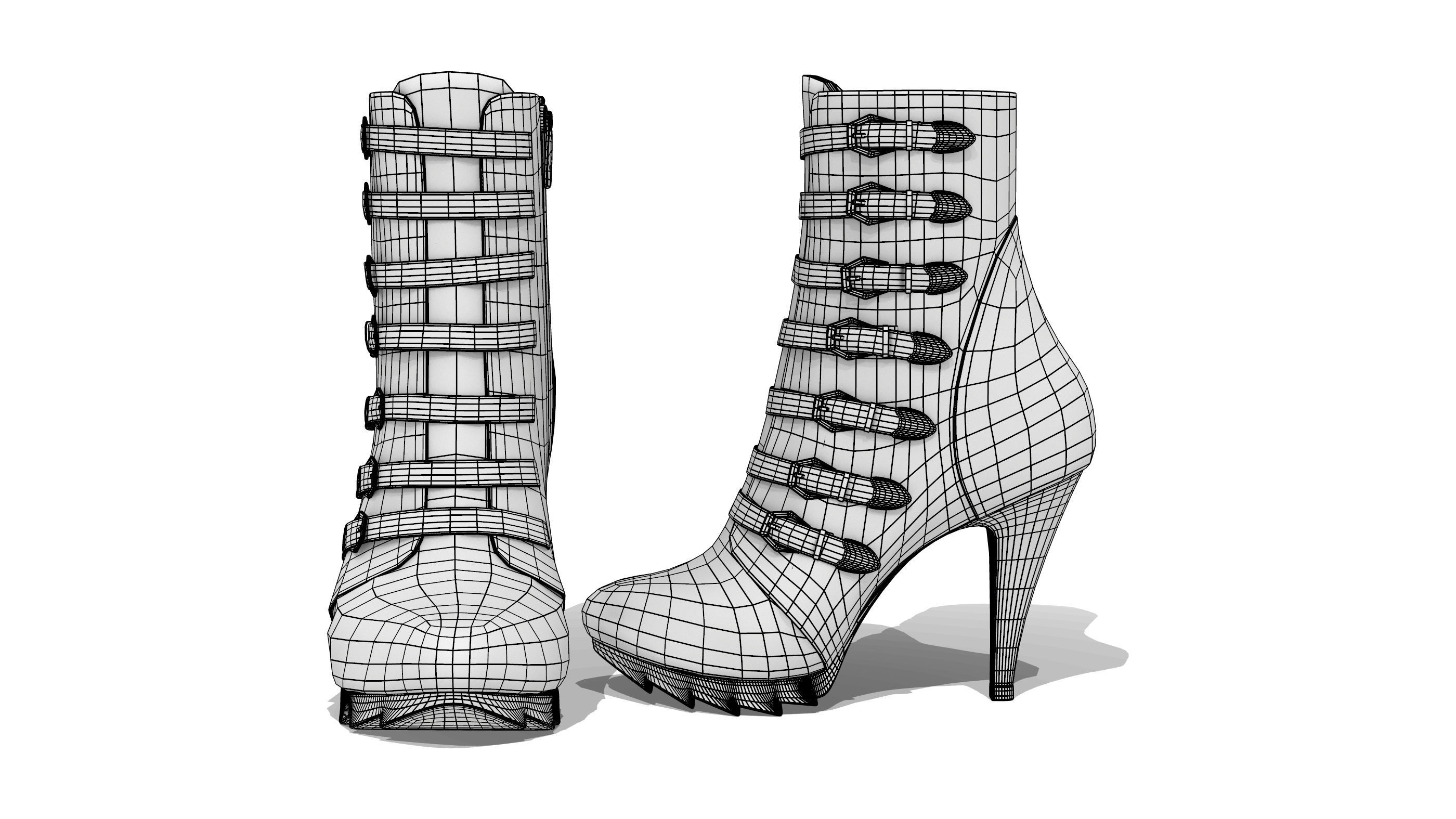 Fashion Ankle Boots Low-poly 3D model_2