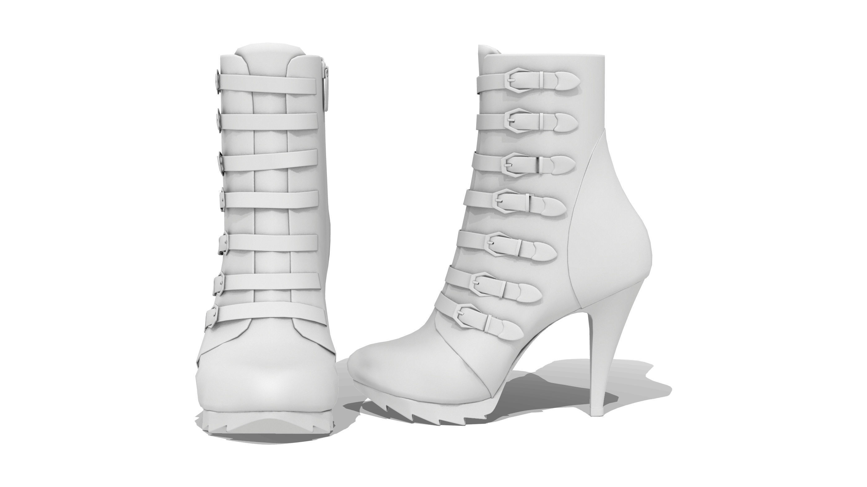 Fashion Ankle Boots Low-poly 3D model_3