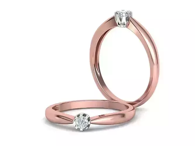 Crown Solitaire Ring with 3mm stone Two-tone Ring