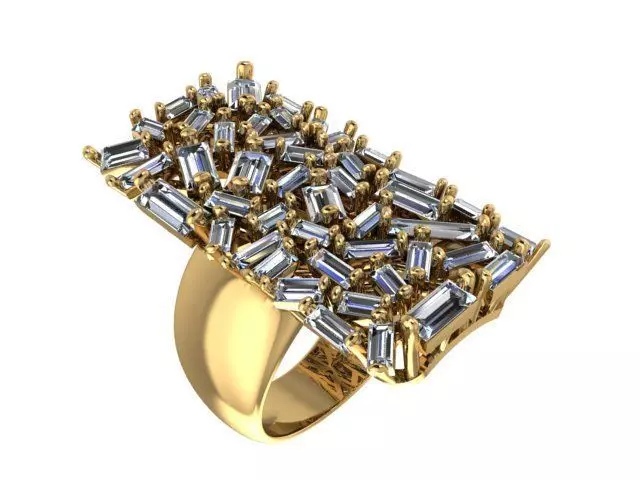 Baguette jewelry ring 3D print model_0