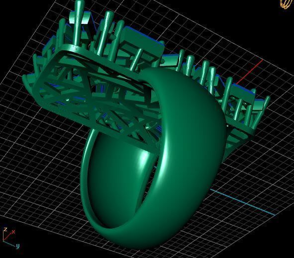 Baguette jewelry ring 3D print model_7