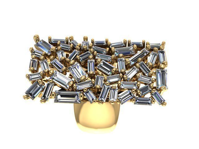Baguette jewelry ring 3D print model_1
