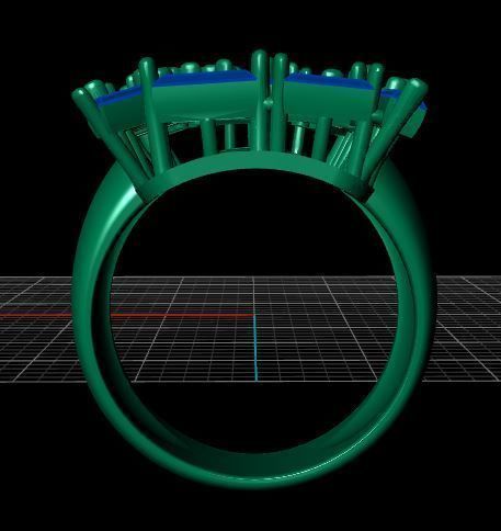 Baguette jewelry ring 3D print model_6