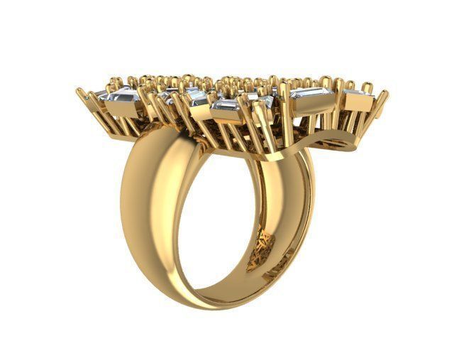 Baguette jewelry ring 3D print model_3