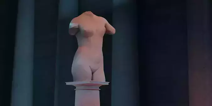 Photorealistic Female Torso Statue Low-poly 3D model Photorealistic Female Torso Statue Low-poly 3D model