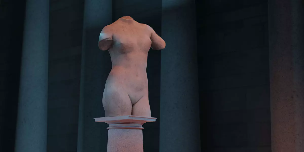 Photorealistic Female Torso Statue Low-poly 3D model_0
