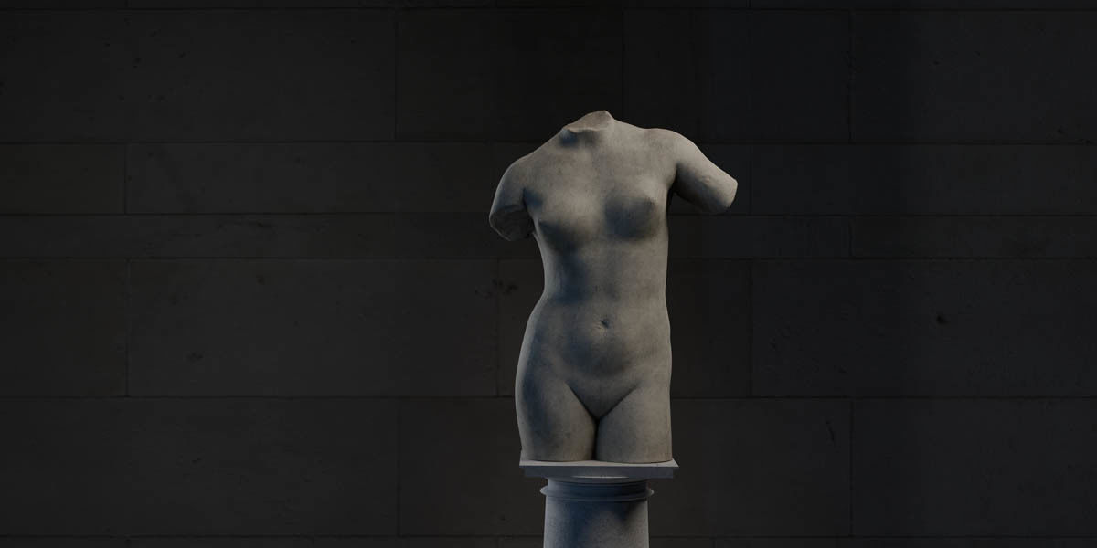 Photorealistic Female Torso Statue Low-poly 3D model_1