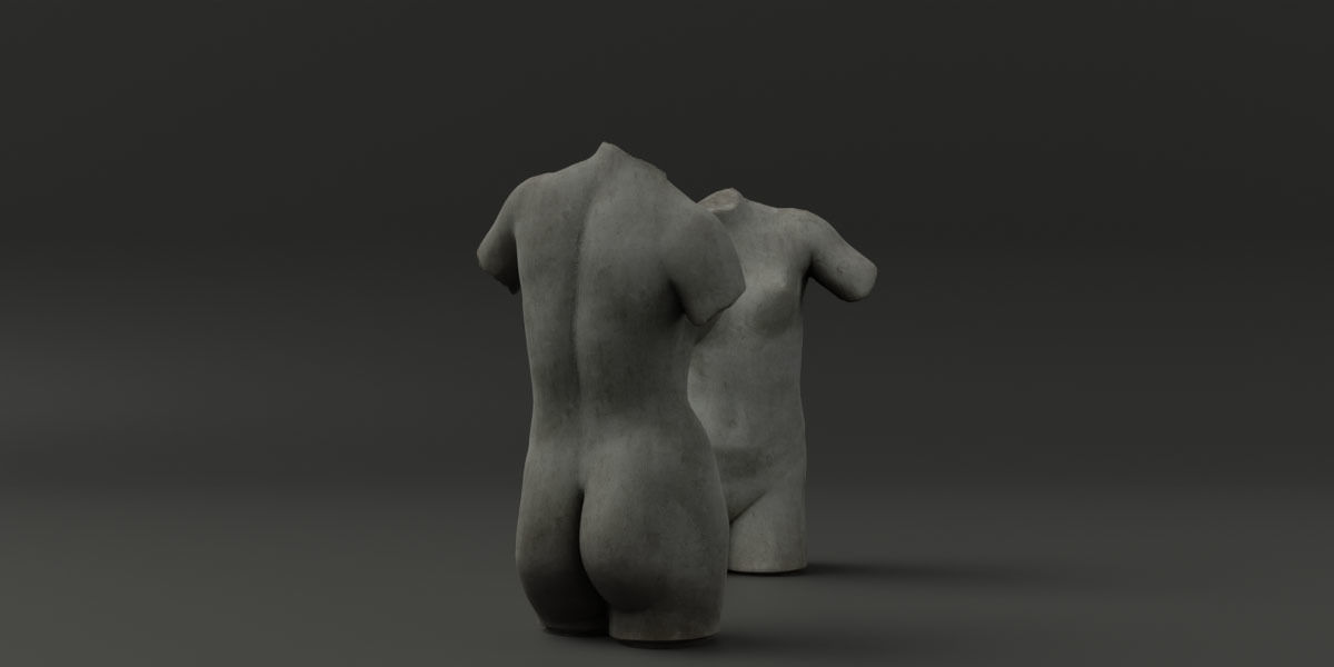 Photorealistic Female Torso Statue Low-poly 3D model_4