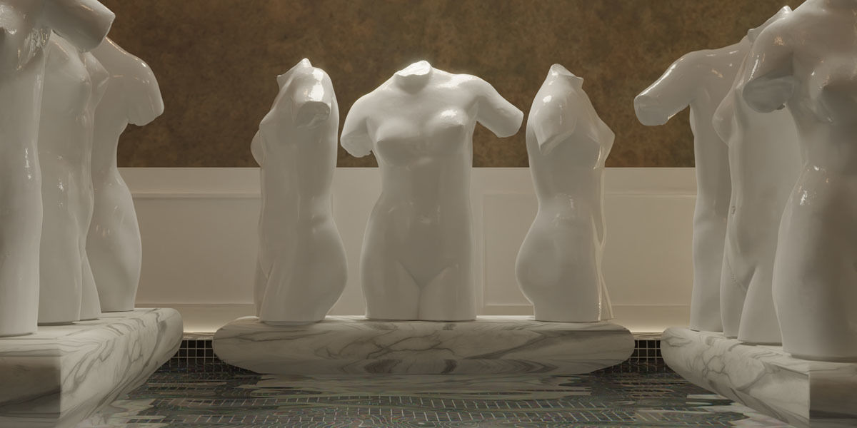 Photorealistic Female Torso Statue Low-poly 3D model_5