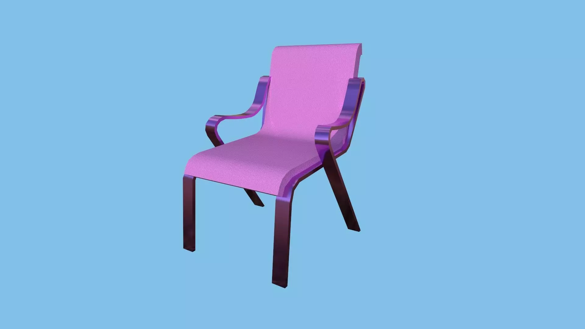 Pink Modern Armchair - Furniture Interior Design Low-poly 3D model_0