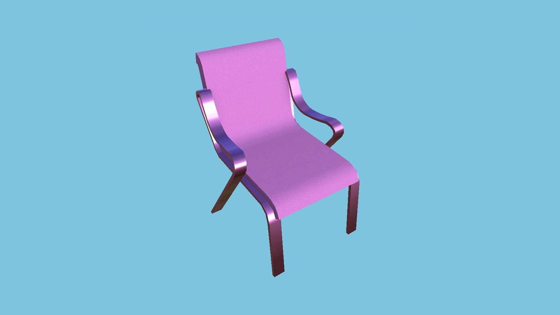 Pink Modern Armchair - Furniture Interior Design Low-poly 3D model_3