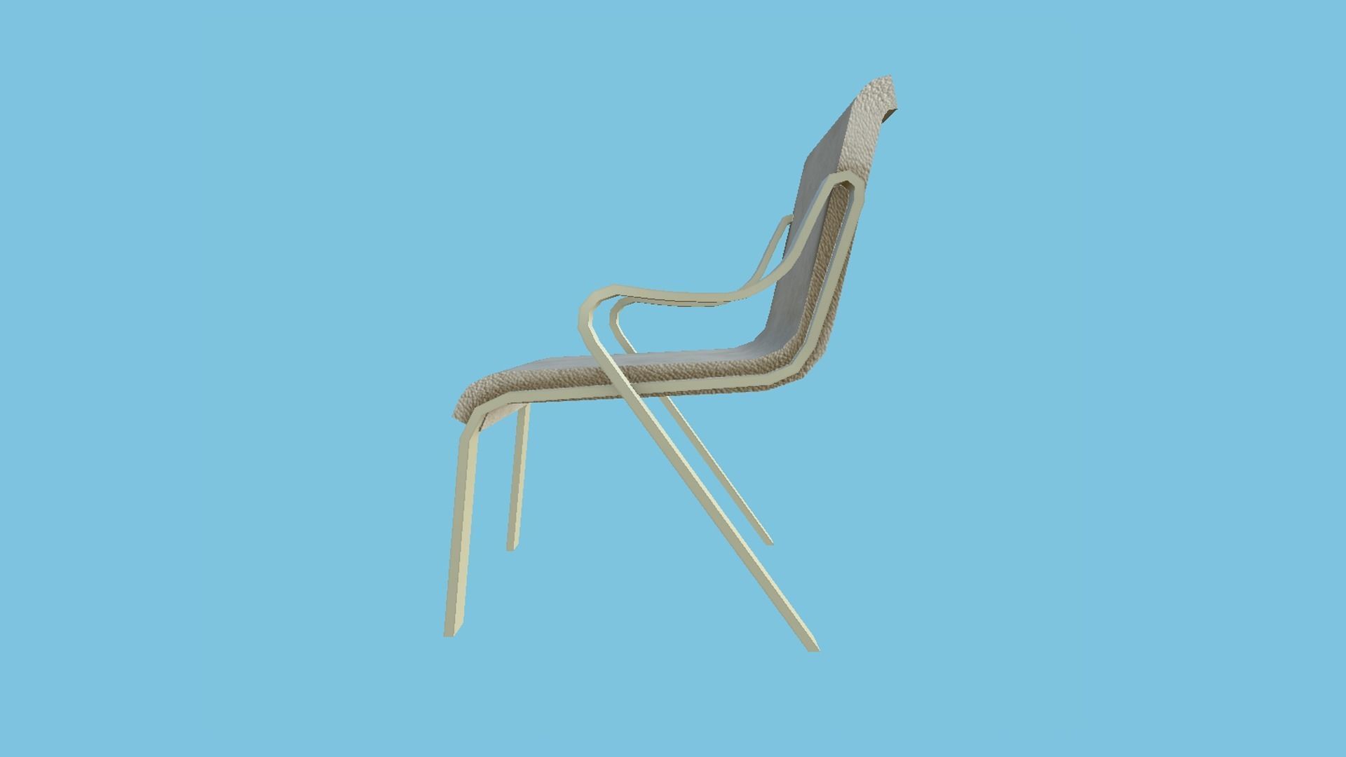 Beige Modern Armchair - Furniture Interior Design Low-poly 3D model_3