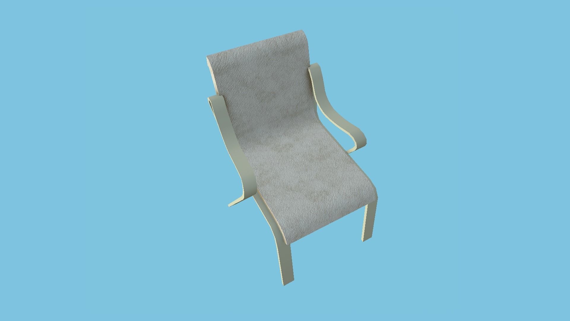 Beige Modern Armchair - Furniture Interior Design Low-poly 3D model_4