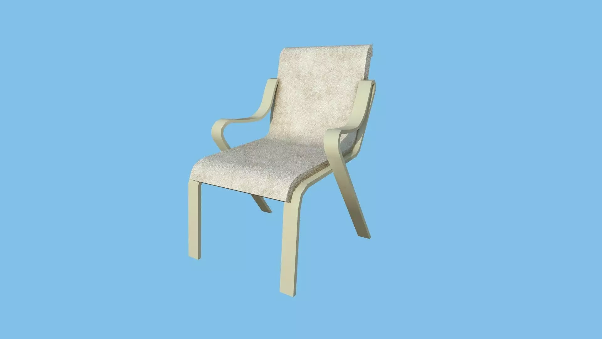 Beige Modern Armchair - Furniture Interior Design Low-poly 3D model_0