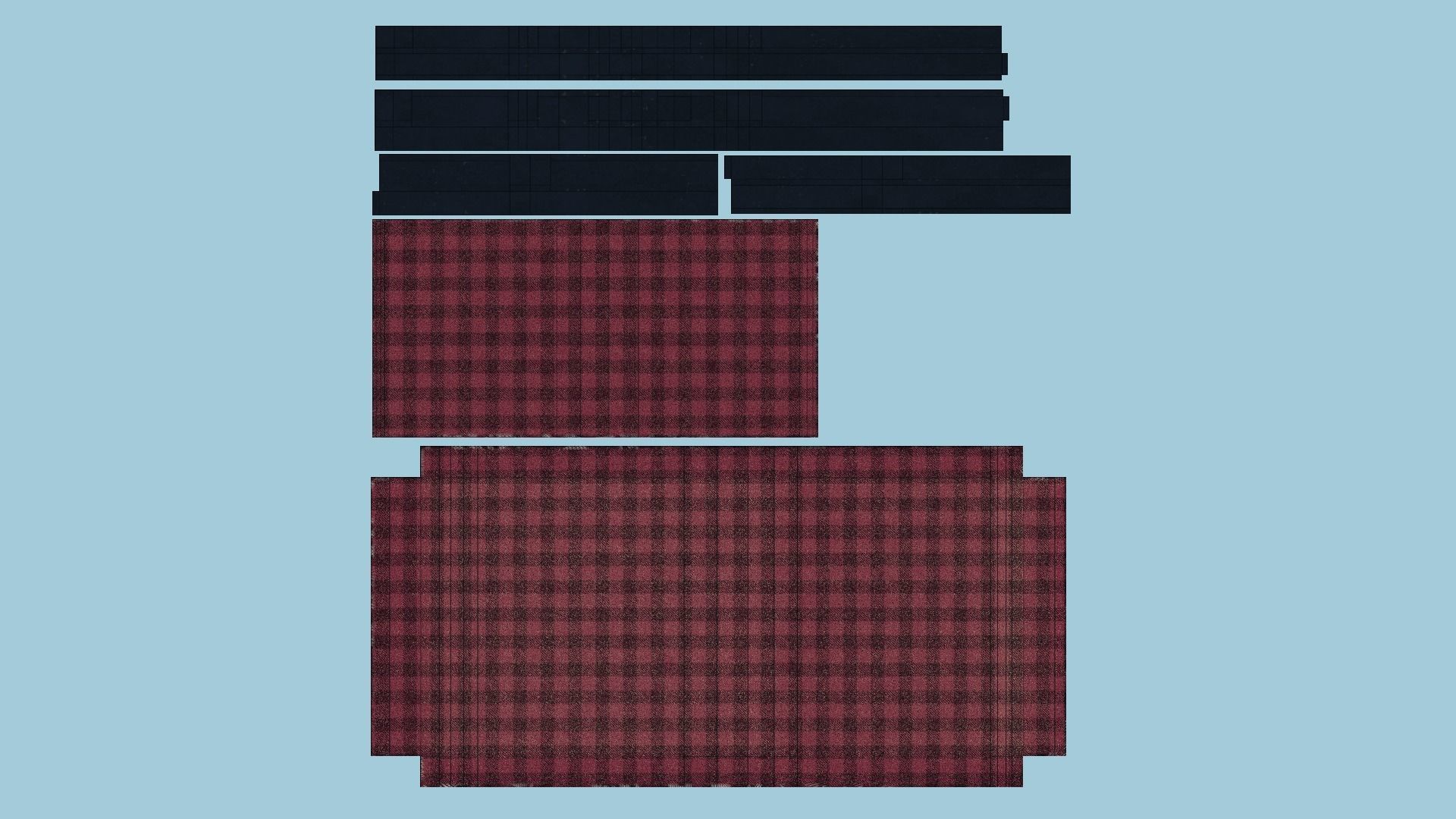 Red Plaid Armchair - Furniture Interior Design Low-poly 3D model_5